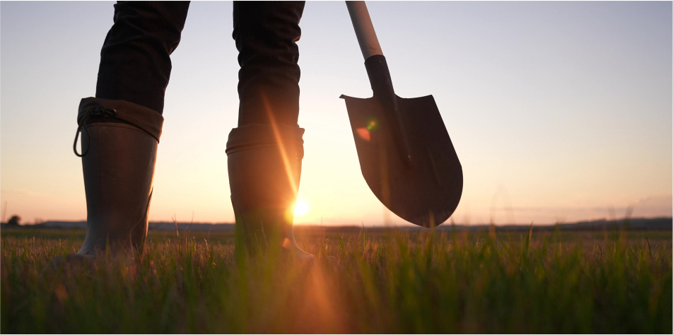 man with shovel