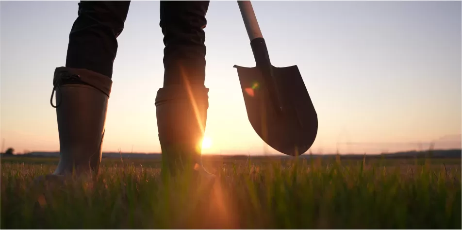 man with shovel