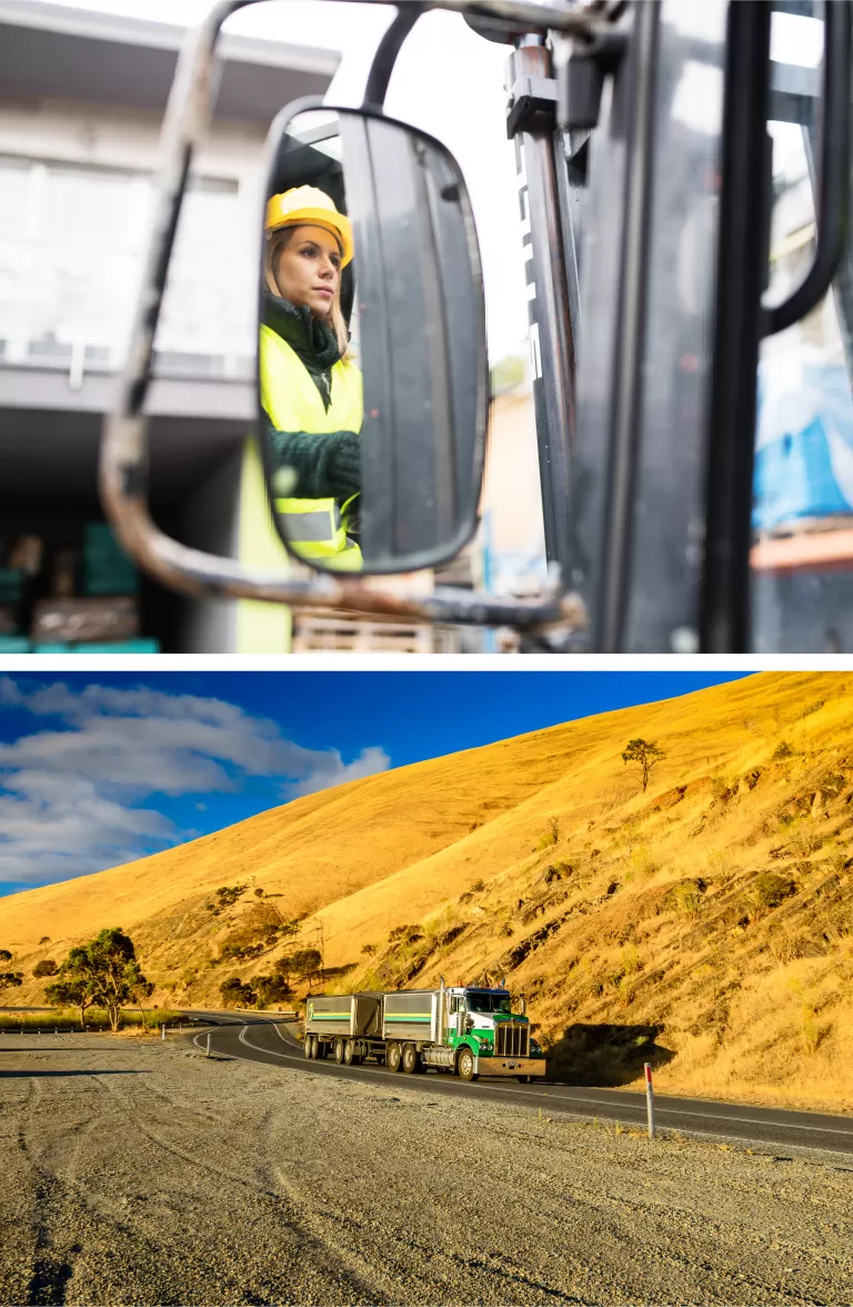 Women Driving Truck and Truck Hills