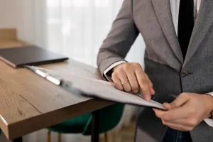 A corporate leader reviews a legally binding non-disclosure agreement to guarantee absolute operational privacy during a sensitive hiring process.